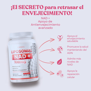 3 UNIDADES  NeverAge LIPOSOMAL NAD+ 1000 MG + RESVERATROL